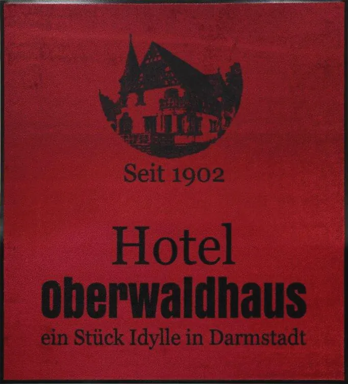 Rote Logomatte des Hotel Oberwaldhaus Darmstadt seit 1902