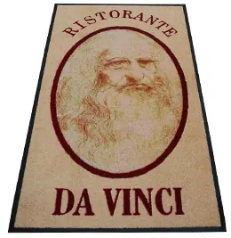 Logomatte des Ristorante Da Vinci mit Porträtmotiv